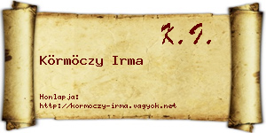 Körmöczy Irma névjegykártya