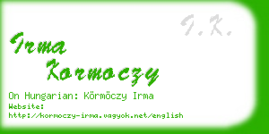 irma kormoczy business card